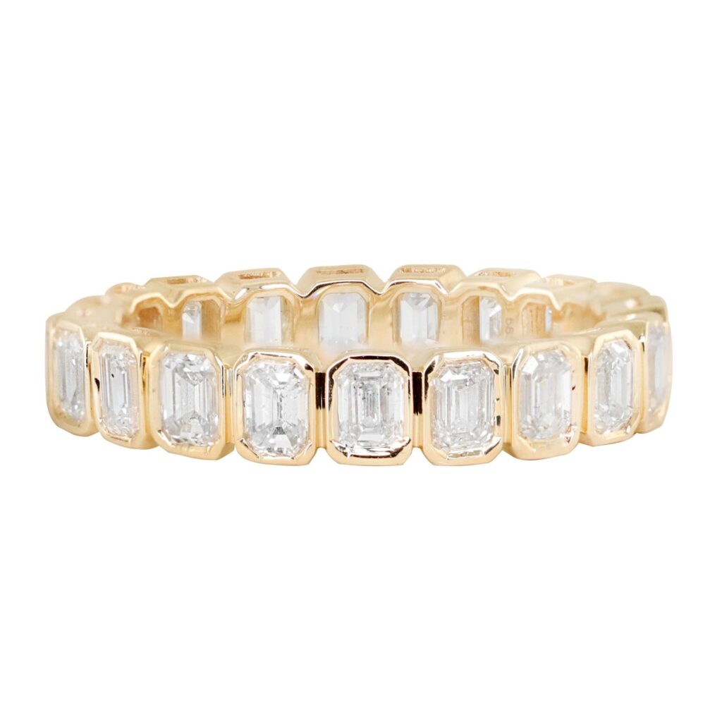 925 Sterling Silver Petite Emerald Cut Diamond Bezel Band
