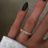 925 Sterling Silver Petite Emerald Cut Diamond Bezel Band - Image 2