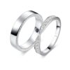 925 Sterling Silver Petite Infinity Pave and High Polished Finish Coulpe Diamond Ring Set