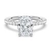 925 Sterling Silver Petite Micropave Oval Shaped Diamond Engagement Ring