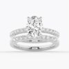 925 Sterling Silver Petite Micropave Oval Shaped Diamond Engagement Ring - Image 19