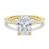 925 Sterling Silver Petite Micropave Oval Shaped Diamond Engagement Ring - Image 2