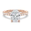 925 Sterling Silver Petite Micropave Oval Shaped Diamond Engagement Ring - Image 3