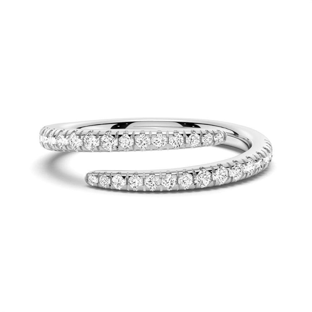 925 Sterling Silver Petite Pave Diamond Open Ring