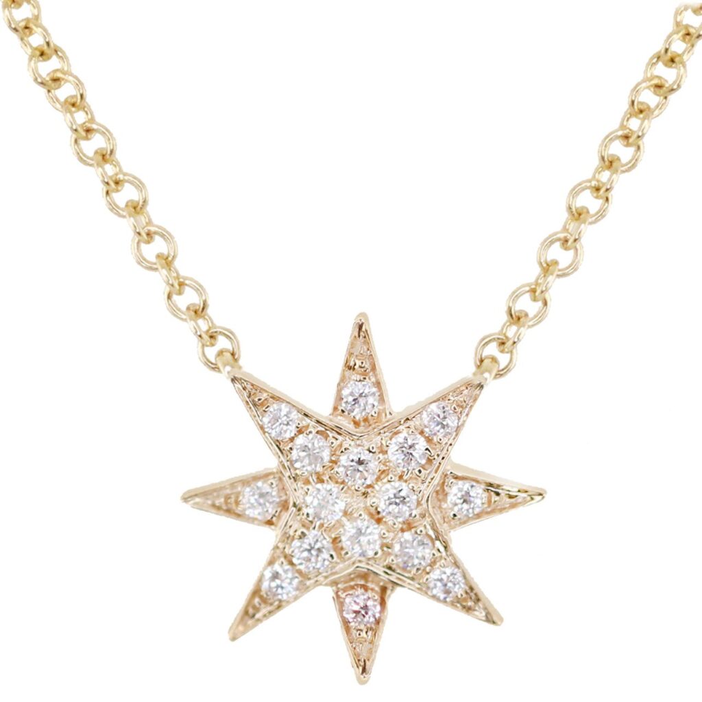 925 Sterling Silver Petite Starburst Diamond Necklace