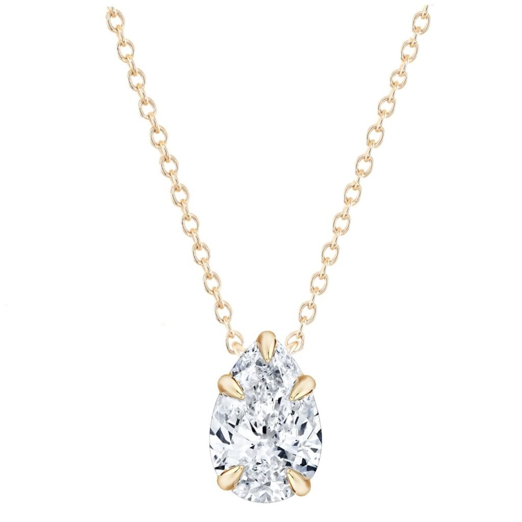 925 Sterling Silver Petite Teardrop Diamond Solitaire Necklace