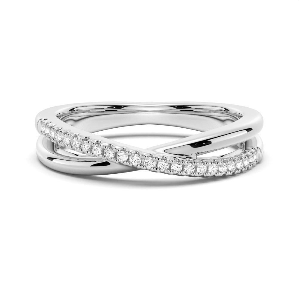 925 Sterling Silver Petite Twist Wedding Diamond Band