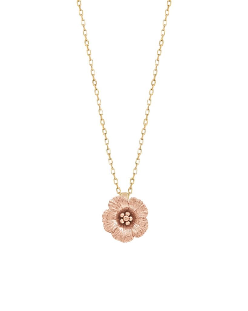 925 Sterling Silver Petunia Chain Diamond Necklace