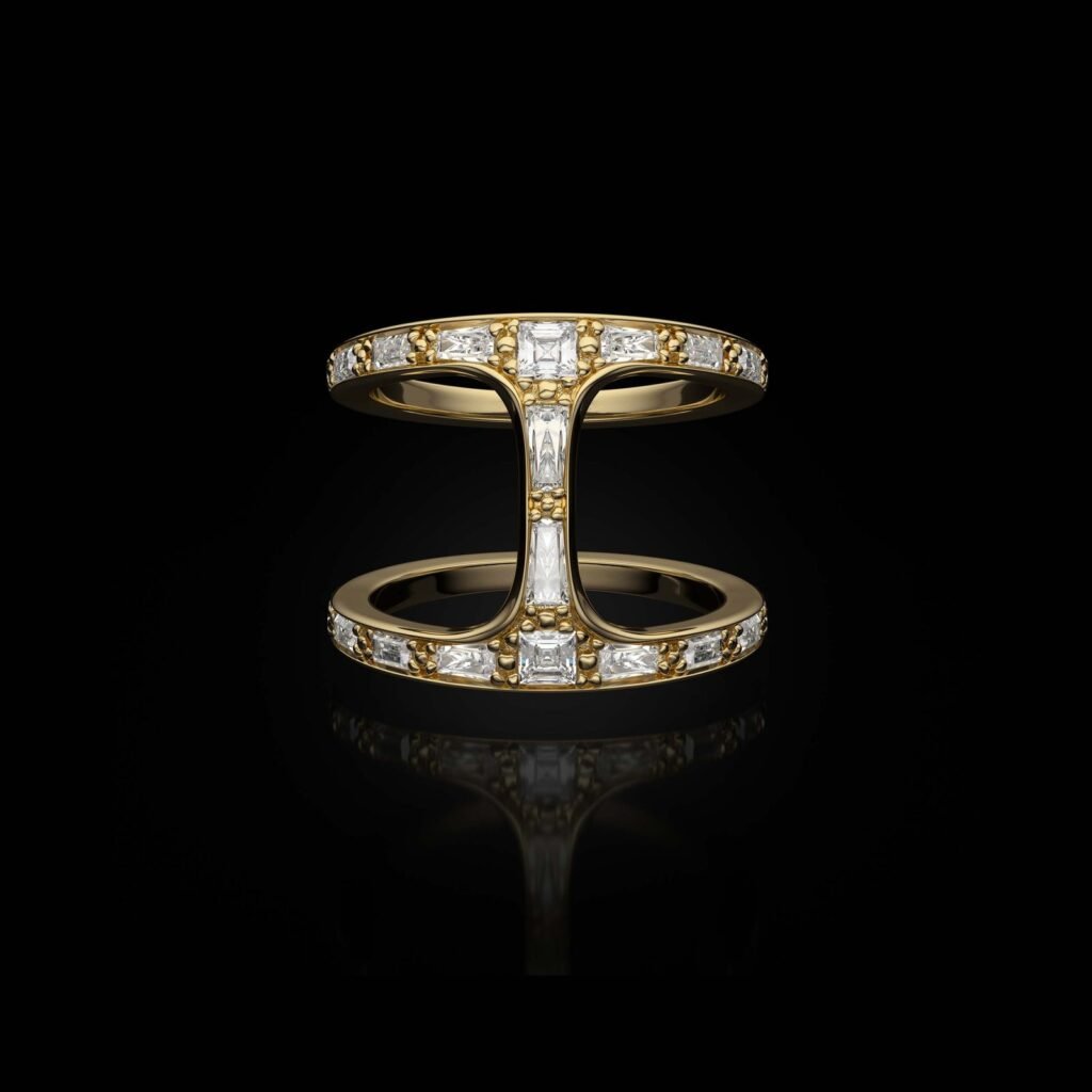 925 Sterling Silver Phantom Baguette Diamond