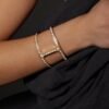 Cuff bracelet with round Premium CZ diamonds in pavé setting