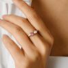 925 Sterling Silver Pink Sapphire and Diamond Open Design Ring - Image 4