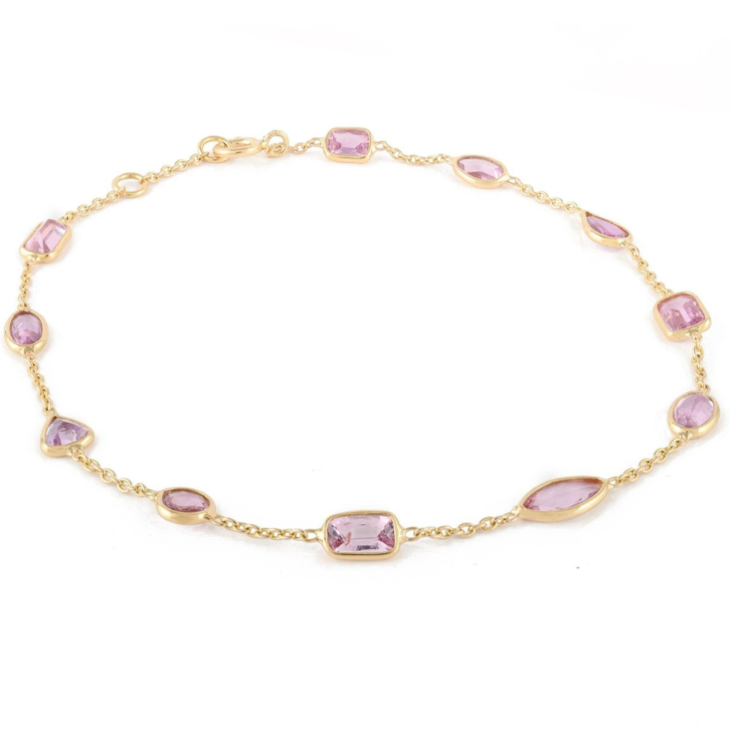 925 Sterling Silver Pink Sapphire Bracelet