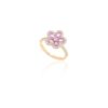 925 Sterling Silver Pink Sapphire Cherry Blossom Flower Diamond Ring - Image 4