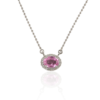 925 Sterling Silver Pink Sapphire Diamond Pendant Necklace