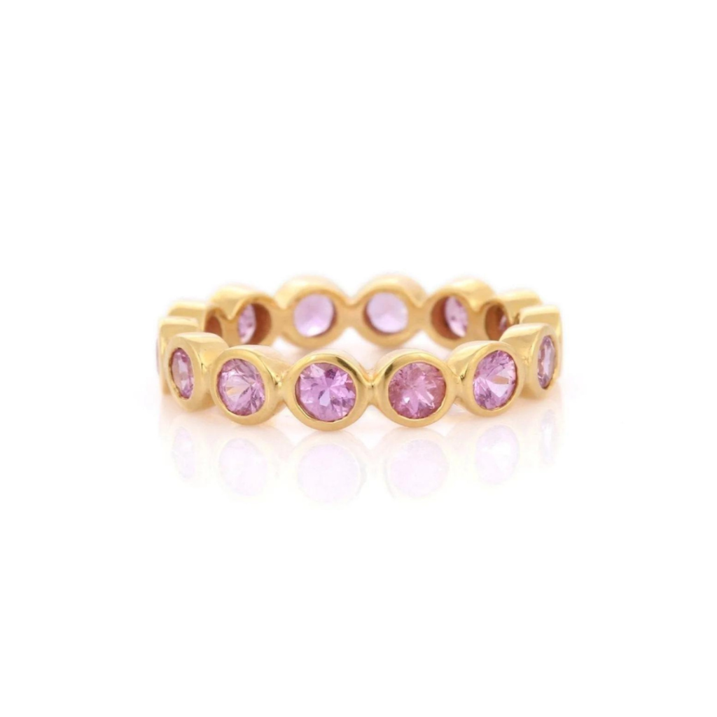925 Sterling Silver Pink Sapphire Eternity Band