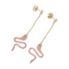 925 Sterling Silver Pink Sapphire Snake Dangle Earrings - Image 2