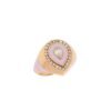 Sterling silver pinky ring with a pink enamel heart detail