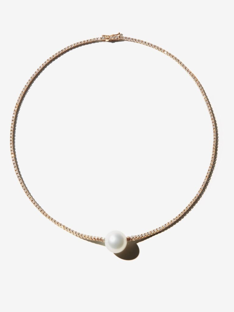 925 Sterling Silver PN1 Prive. "eve". South Sea Pearl and Diamond Solitaire Necklace