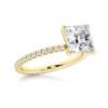 Diamond engagement ring with pave, prong and eternity settings