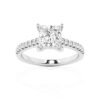 Princess cut sterling silver engagement ring with hidden halo detail