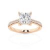 Rhodium-finish ring with a polished princess cut centre stone