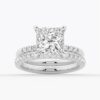 925 Sterling Silver Princess Cut Diamond Engagement Ring Hidden Halo - Image 17