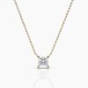 925 Sterling Silver Princess Cut Diamond Solitaire Necklace with solitaire setting