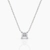 Slim 1.0mm chain on a princess cut diamond solitaire necklace