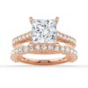 925 Sterling Silver Princess Cut Pave Diamond Engagement Ring - Image 25