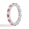925 Sterling Silver Prong Set Ruby and White Sapphire Eternity Wedding Band - Image 2