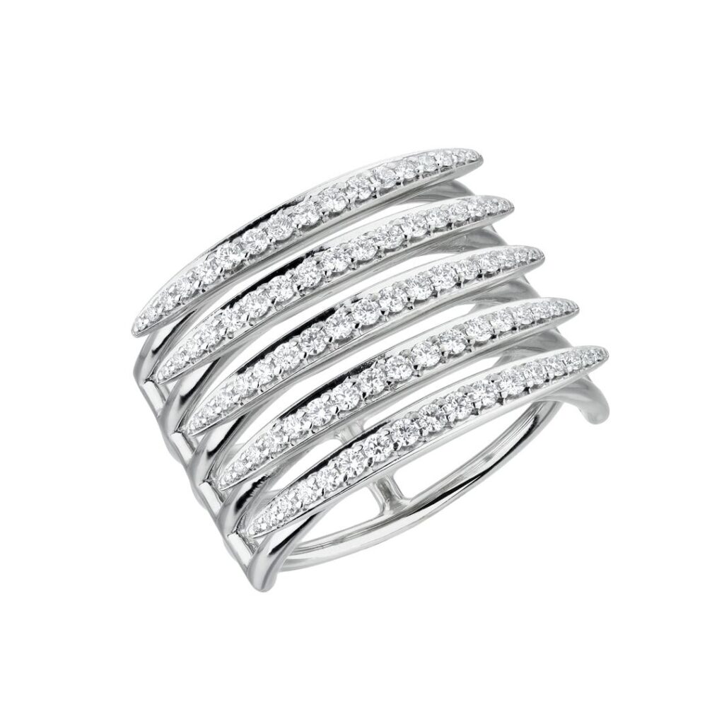 925 Sterling Silver Quill Diamond Ring
