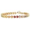 Rainbow sapphire heart bezel tennis bracelet in 925 sterling silver