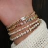 Adjustable 6.5 to 7 inch tennis bracelet with heart stones