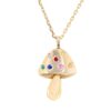 925 Sterling Silver Rainbow Sapphire Magic Mushroom Necklace