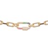 925 Sterling Silver Rainbow Sapphire Screw Paperclip Bracelet
