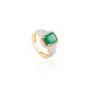 925 Sterling Silver Rare Emerald Diamond Solitaire Ring - Image 3
