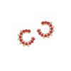925 Sterling Silver Revolve Coral Diamond Pearl Earrings
