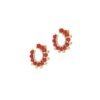 925 Sterling Silver Revolve Coral Diamond Pearl Earrings - Image 3