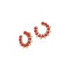 925 Sterling Silver Revolve Coral Diamond Pearl Earrings - Image 5