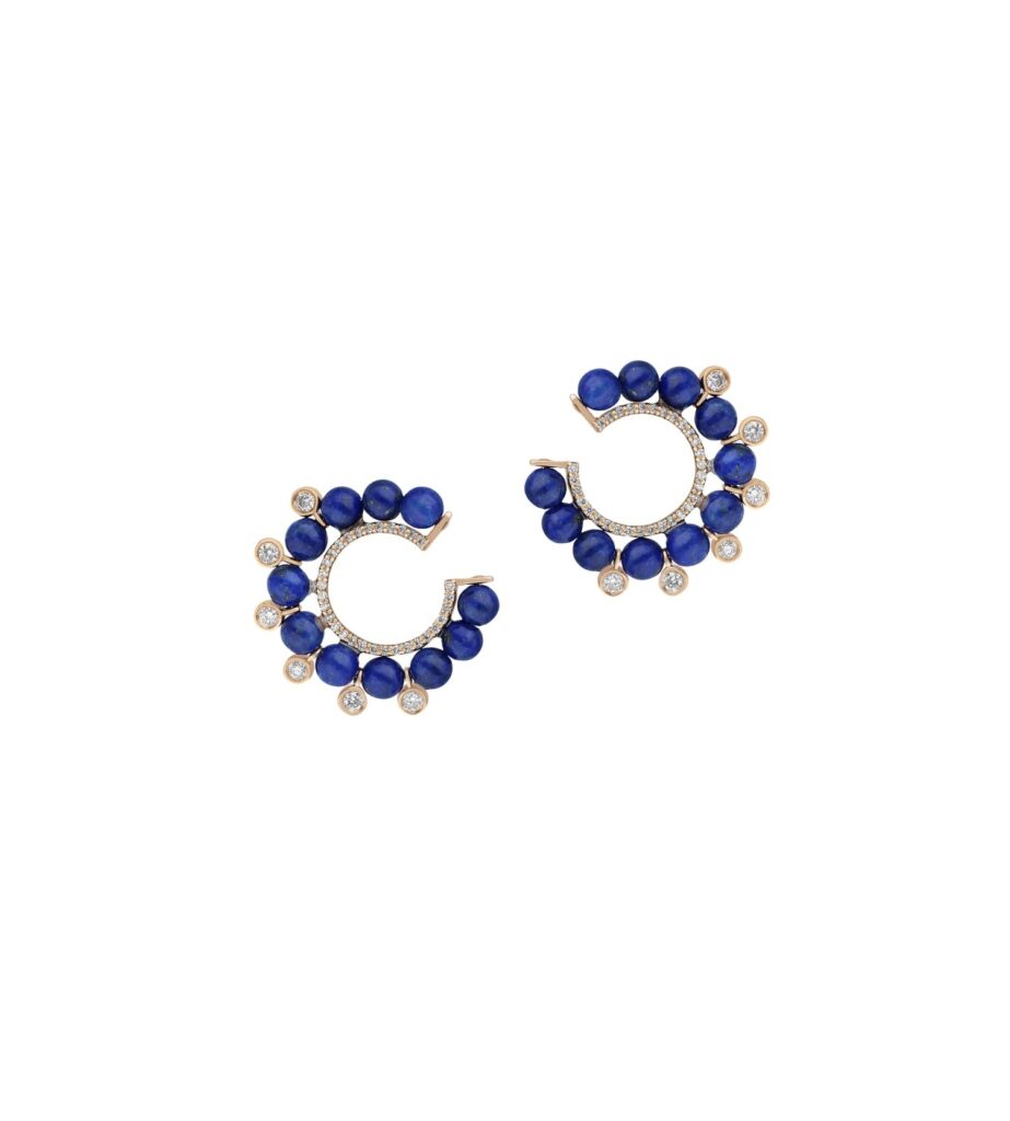 925 Sterling Silver Revolve Lapis Diamond Earrings