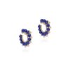 925 Sterling Silver Revolve Lapis Diamond Earrings - Image 3