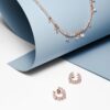 925 Sterling Silver Revolve Pink Pearl Diamond Earrings - Image 4