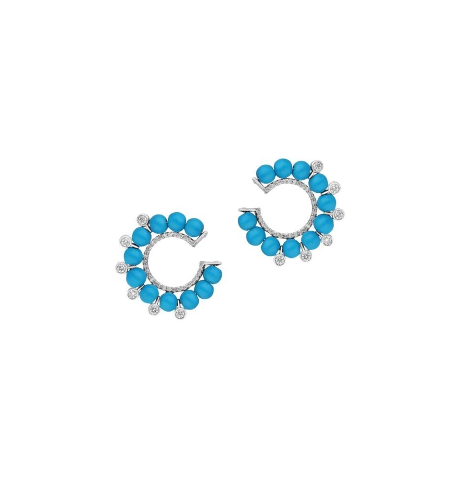 925 Sterling Silver Revolve Turquoise Diamond Earrings