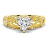 Heart cut CZ diamond ring with prong and pave settings