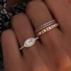 Rose cut marquise ring with elegant vintage-inspired detailing