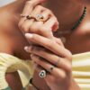 925 Sterling Silver Rose Heart Pave Diamond Ring - Image 4