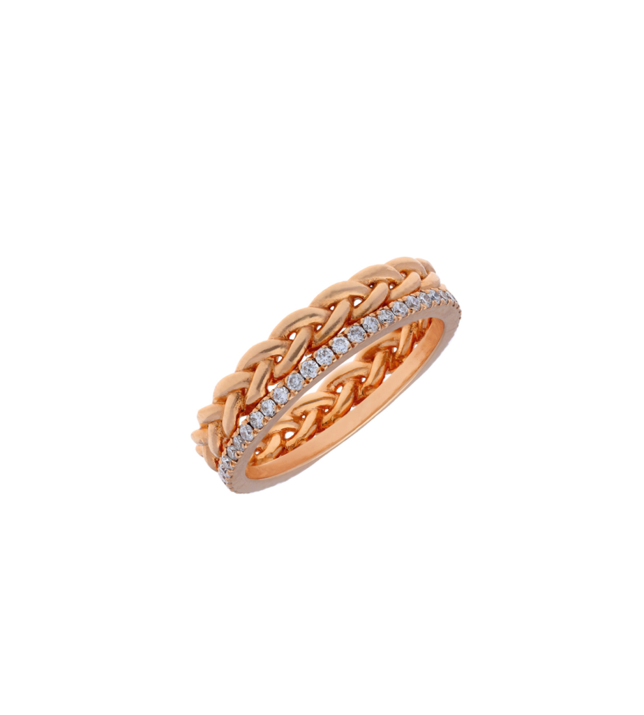 925 Sterling Silver Rose Tangled Eternity Diamond Ring