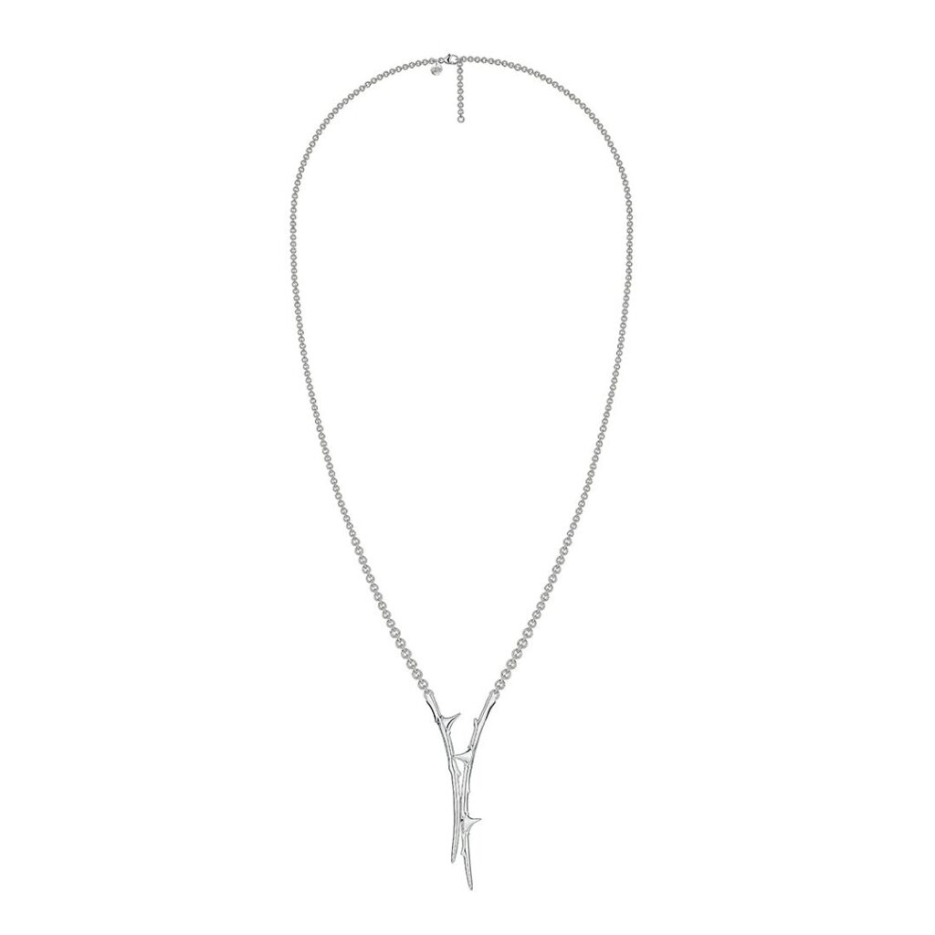 925 Sterling Silver Rose Thorn Drop Lariat