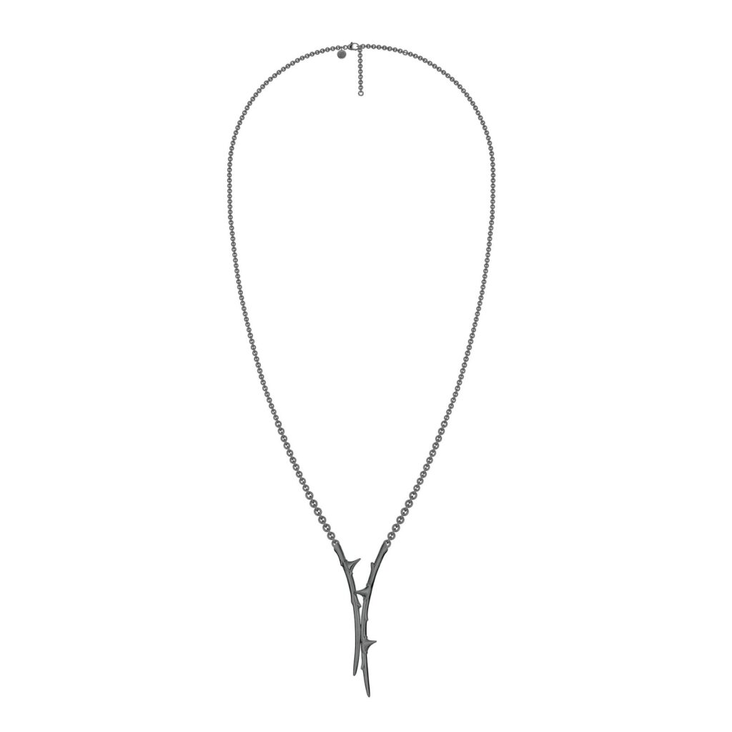 925 Sterling Silver Rose Thorn Drop Lariat