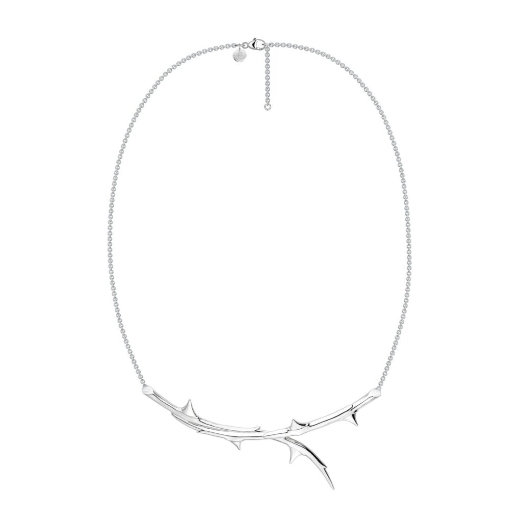 925 Sterling Silver Rose Thorn Horizontal Necklace